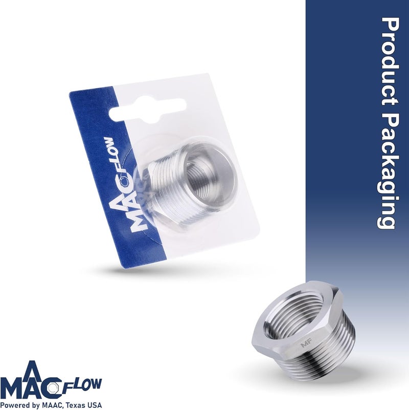 MAACFLOW Stainless Steel 3/4" Male NPT to 3/8" Female NPT Adapter Reducer Hex Bushing (Thread OD 1.02" - ID 0.58") (Pack of 1) - Image 4